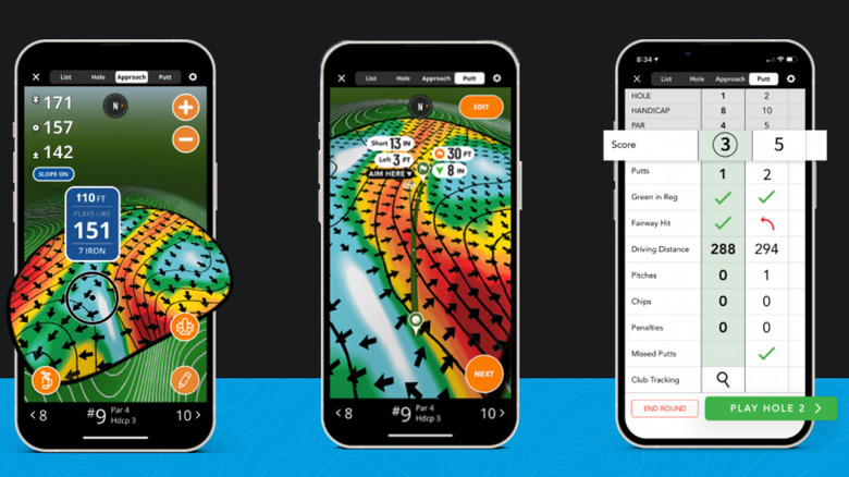 Golf Logix app screens