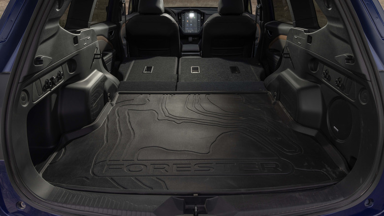 2025 Subaru Forester Easter egg showing topographical map on cargo tray