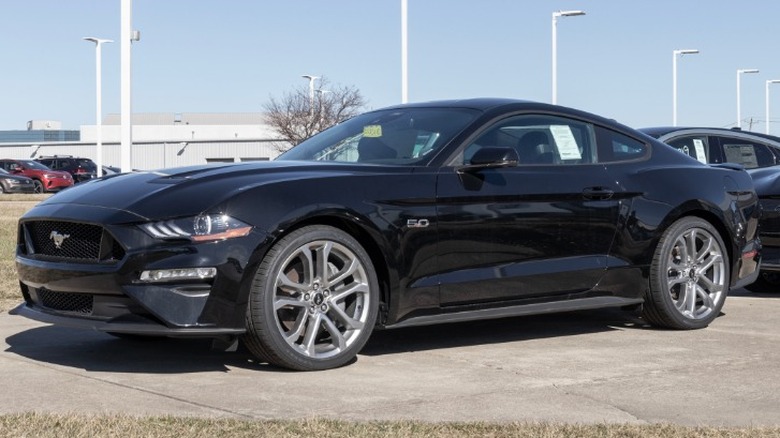 Ford Mustang on dealer lot