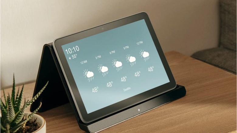 The Amazon Fire HD 8 Plus set in its charging dock.
