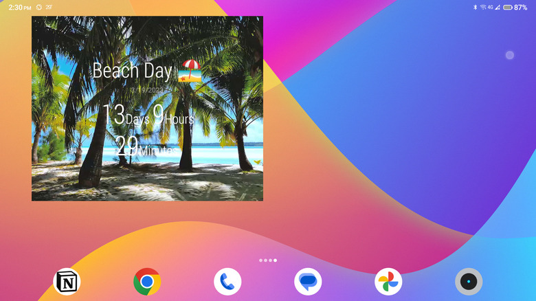 time until widget on android