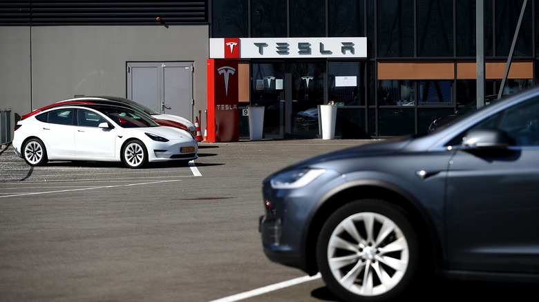 tesla on road