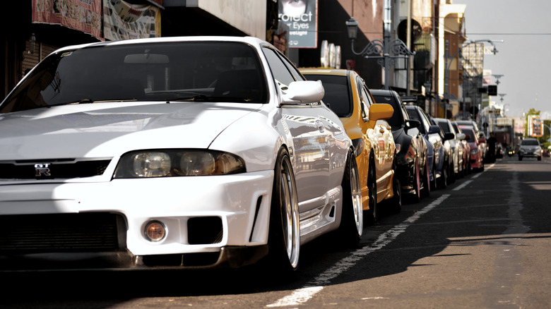 Row of JDM cars on the street