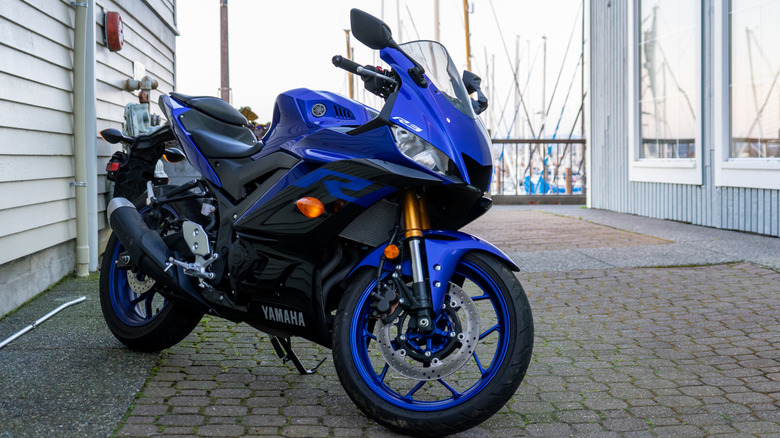 Yamaha R3 Motorcycle parked
