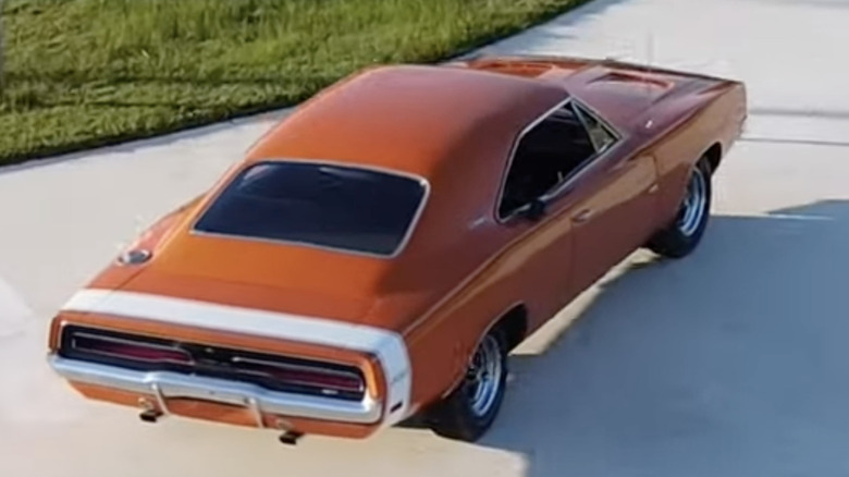 Rear 3/4 overhead view of 1969 Charger 500 HEMI