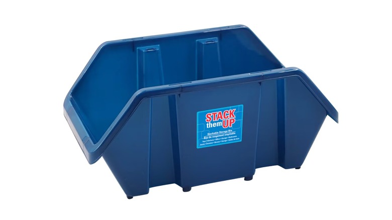 navy blue stacking bin