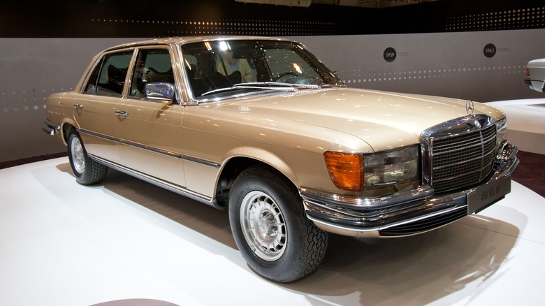 1975 Mercedes-Benz 450SEL 6.9 on display stand