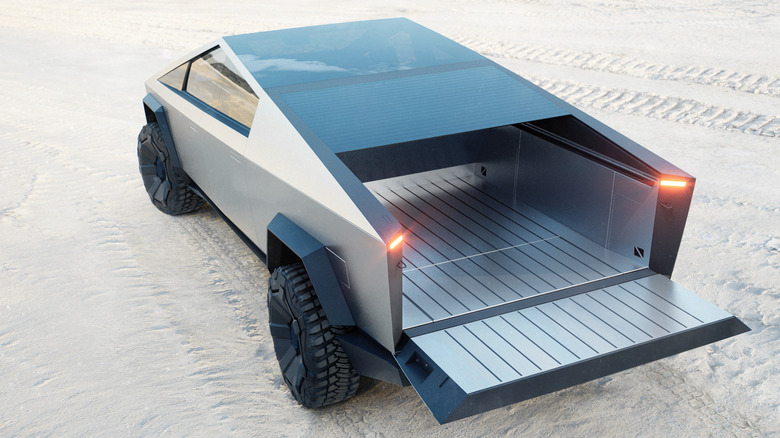 Tesla Cybertruck render rear 3/4 view