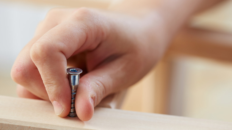 Person holding an allen cap bolt