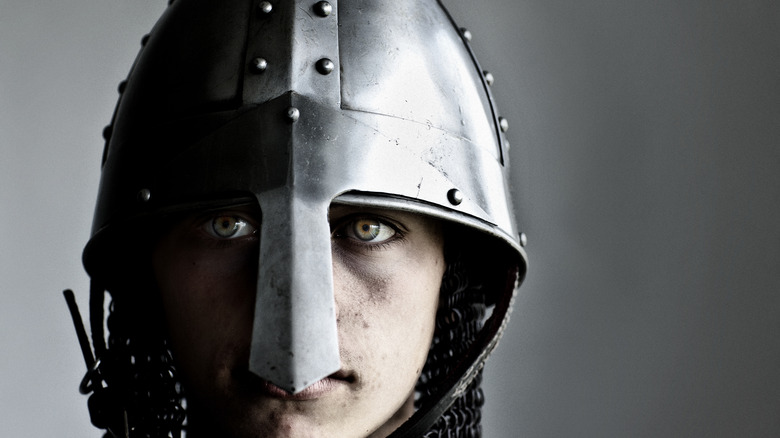 Close up of a soldier with a helmet on