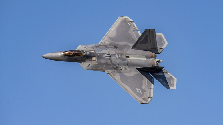 An F-22 Raptor in flight.