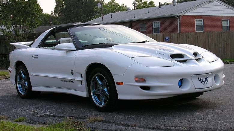 A white 1996 Pontiac Trans Am WS6