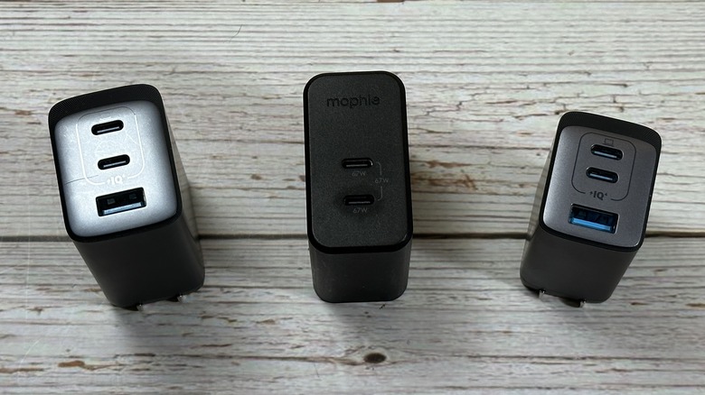 Three wall charger plugs