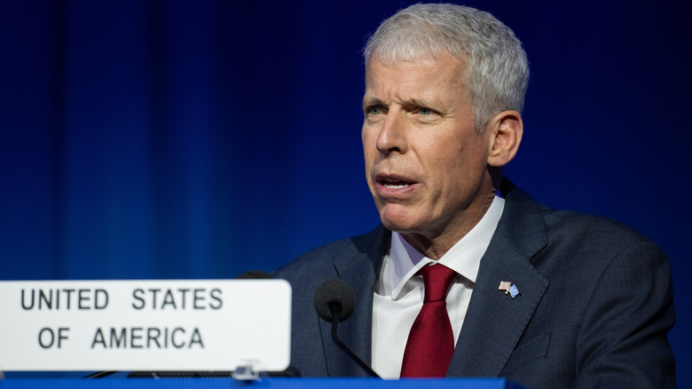 US Secretary of Energy Chris Wright speaking at the