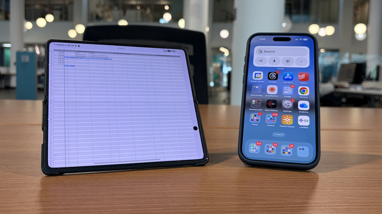 Two phones on a table