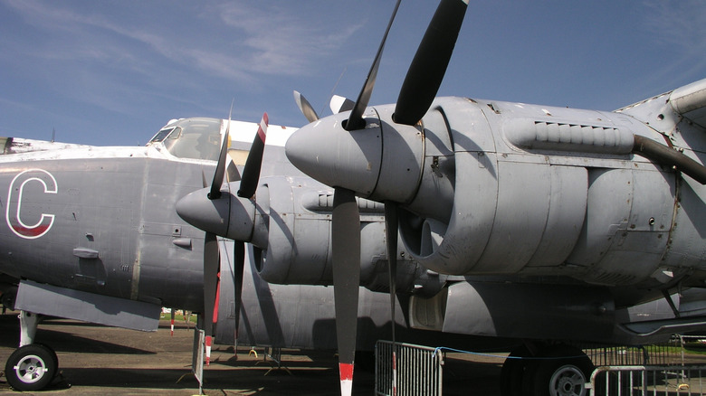The contra-rotating propeller of the Avro Shackleton patrol plane.