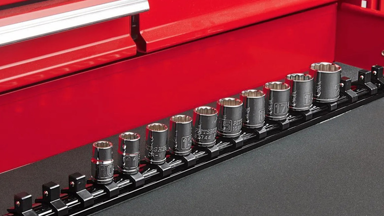 Harbor Freight U.S. General socket rail with sockets in place