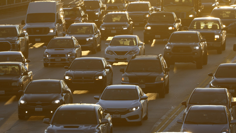 Traffic on the 405 freeway in Los Angeles