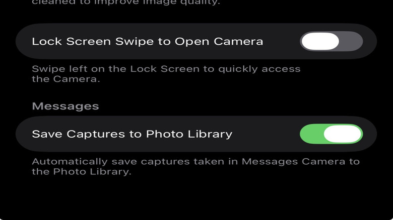 Picture displaying lens Settings options in iOS26