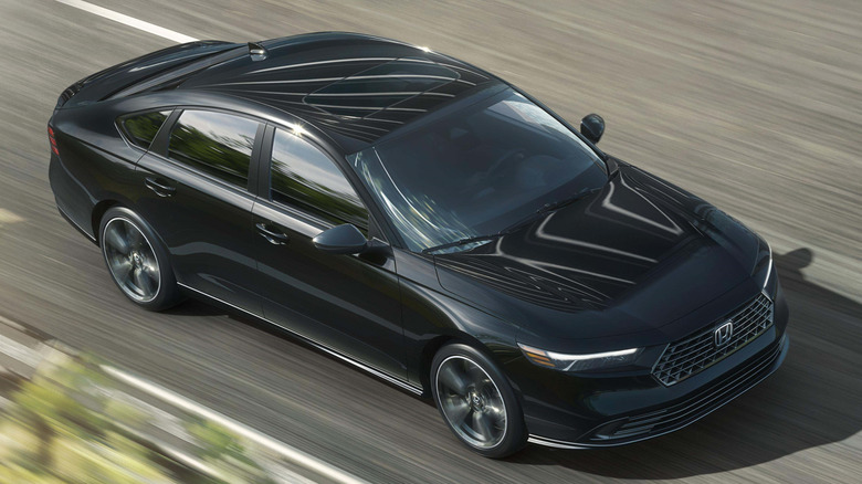 Overhead view of a black 2026 Honda Accord on highway