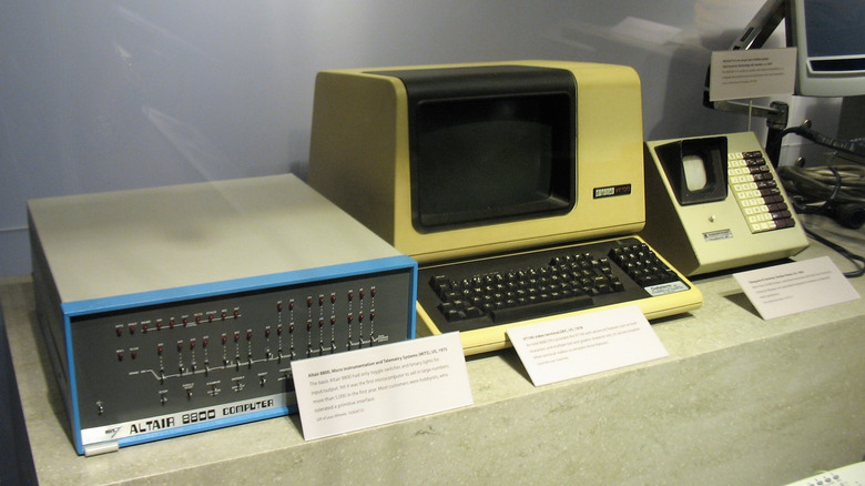 Vintage technological inventions placed in a museum