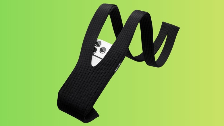 iPhone pocket in black holding a phone