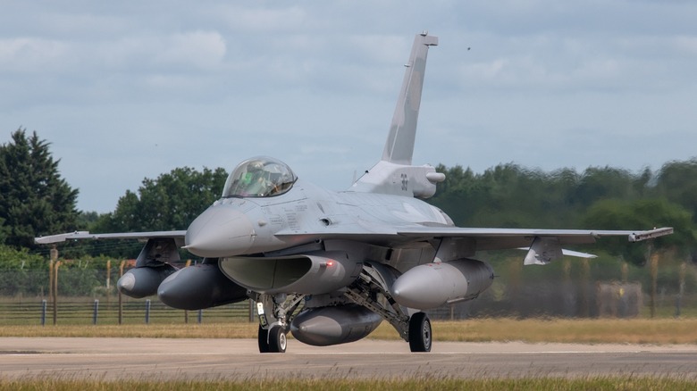 an F-16V getting ready to take off