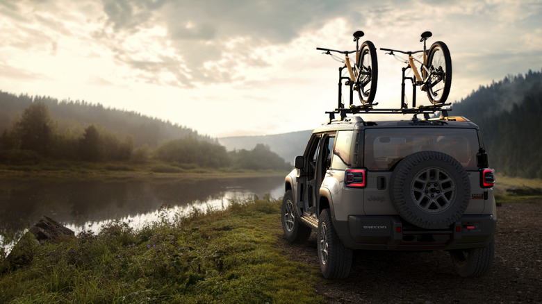 2026 Jeep Recon with two bicycles on the roof rack