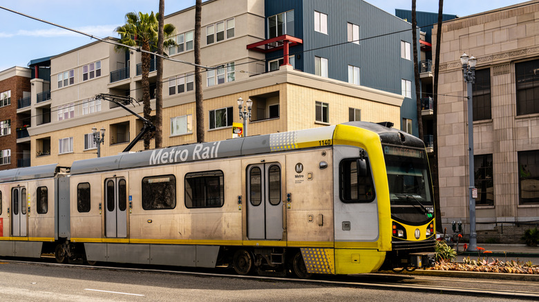 An A Line Metro Rail train in Los Angeles