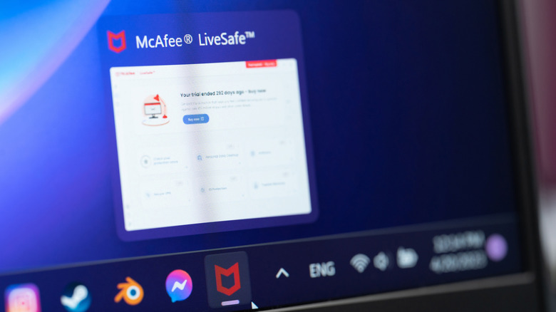 McAfee antivirus on Windows 11 taskbar