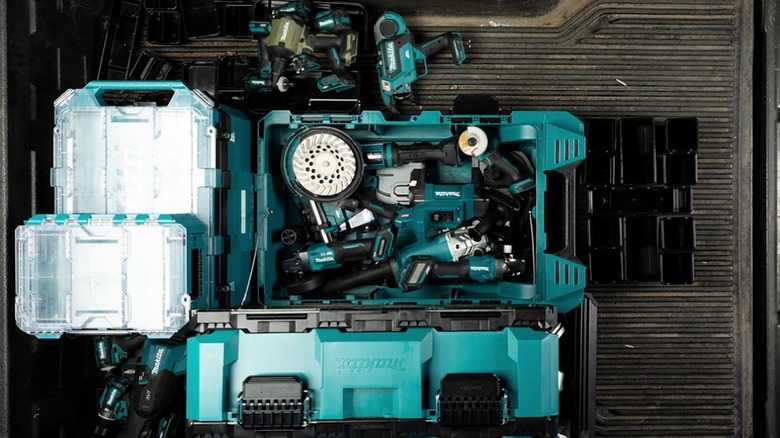 Makita MakTrak system in the bed of a truck.