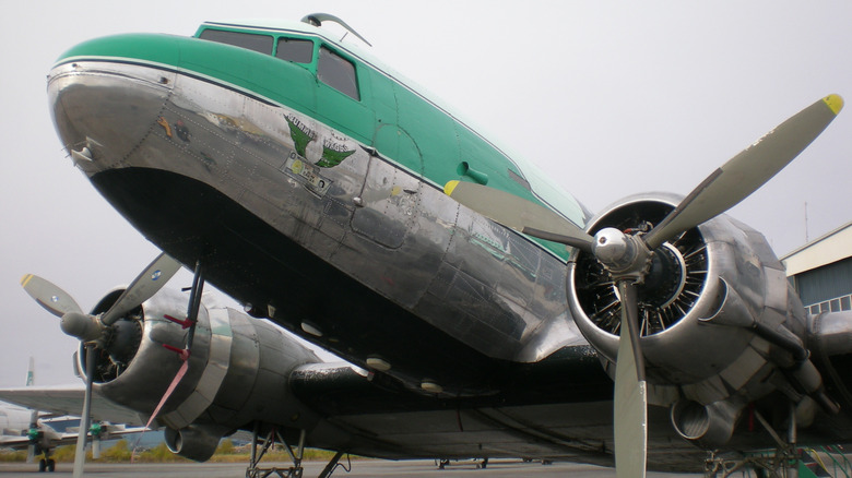 Nose of Buffalo Airways DC-3 on the ground