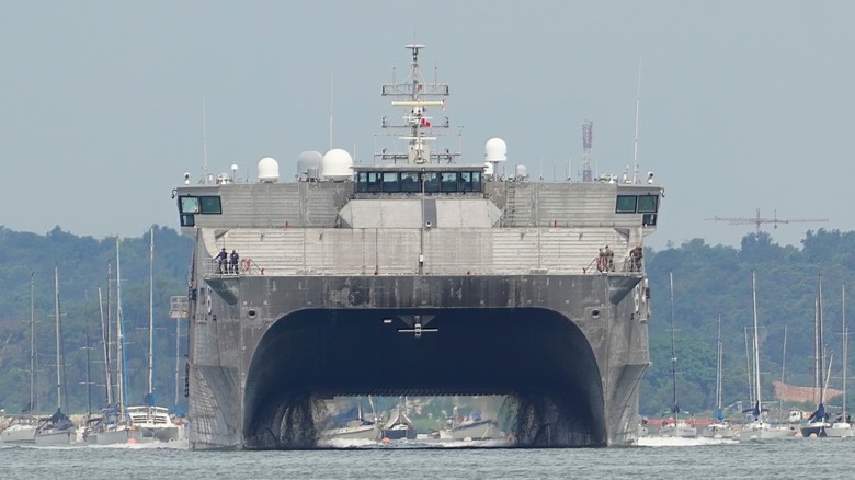 A Military Sealift Command expeditionary fast transport ship.