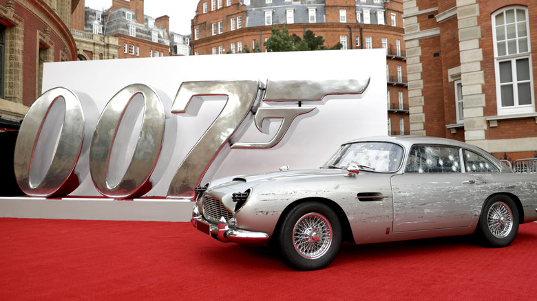 James Bond's silver Aston Martin car at the World Premiere of 