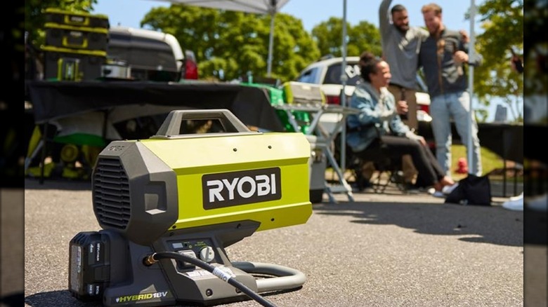Using the Ryobi 18V Hybrid Propane heater for tailgating.