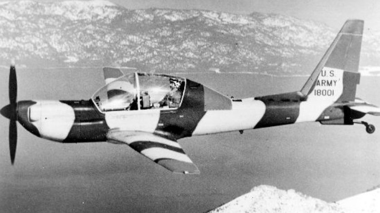 Lockheed YO-3A in flight.