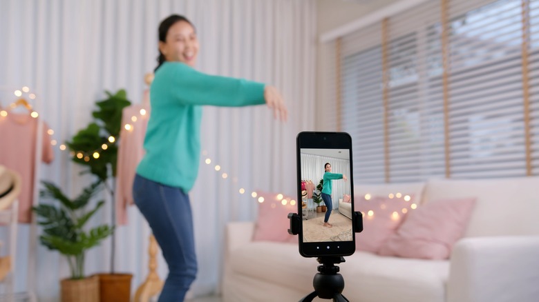 Instagram or TikTok creator performing 