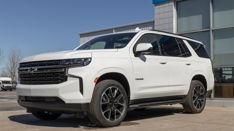 White Chevy Tahoe outside