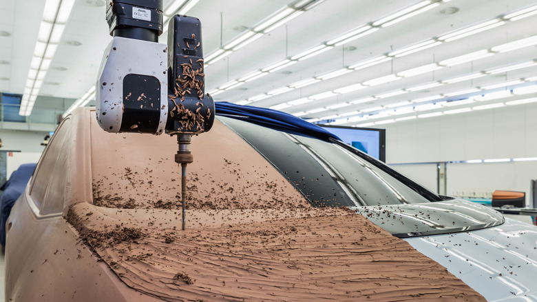 machine milling clay car model