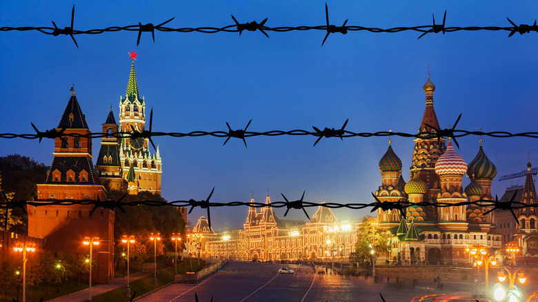 Moscow seen through barbed wires