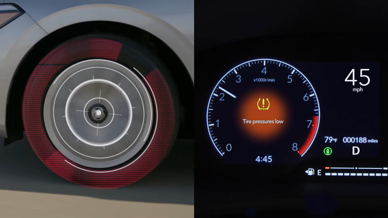 Honda Civic showing rolling tire in red that triggers the TPMS indicator