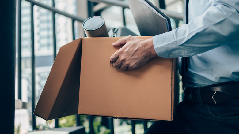 Fired employee things in box
