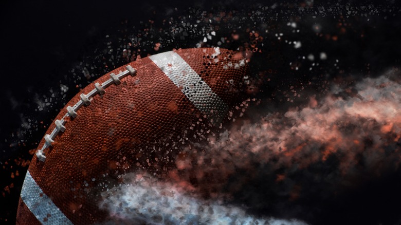 Football with debris around it