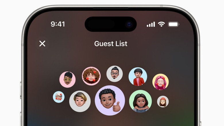 Close up of Apple Invites guest list avatars