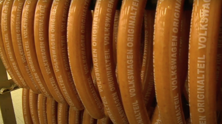 lined up Volkswagen sausages