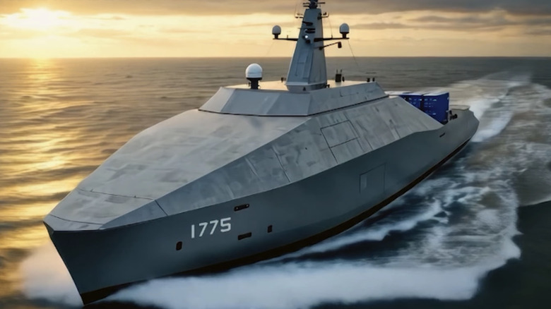 A rendering of a Blue Water Autonomy unmanned ship