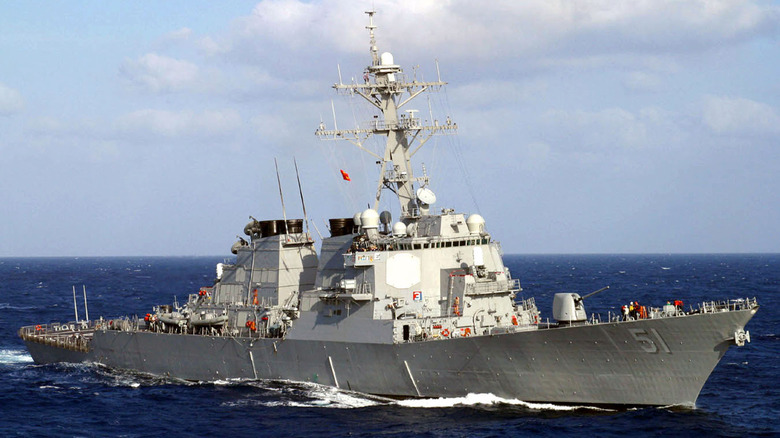The guided missile destroyer USS Arleigh Burke (DDG 51) at Sea