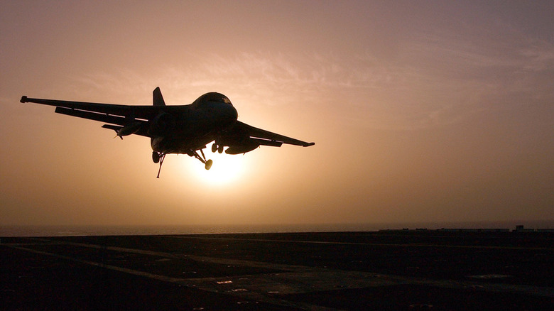 S-3B landing at sunset