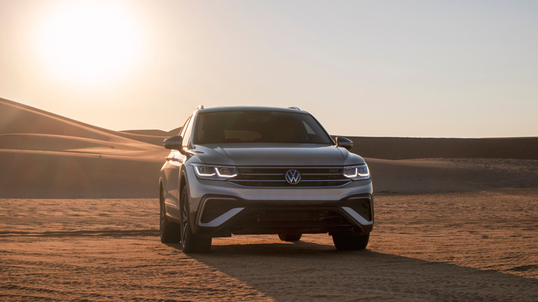 Sun setting on Volkswagen in the desert