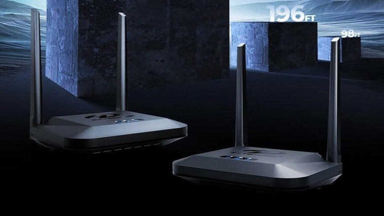 Graige Wireless HDMI Transmitter and Receiver on a dark floor